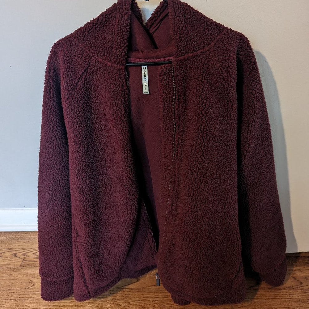 Fabletics Maroon Sherpa Jacket